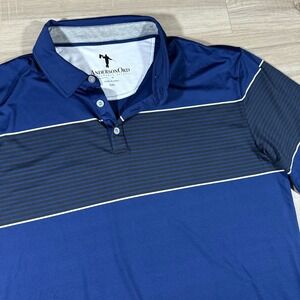 Anderson Ord Polo Shirt Mens XXL Blue  Striped Performance‎ Stretch Color Block